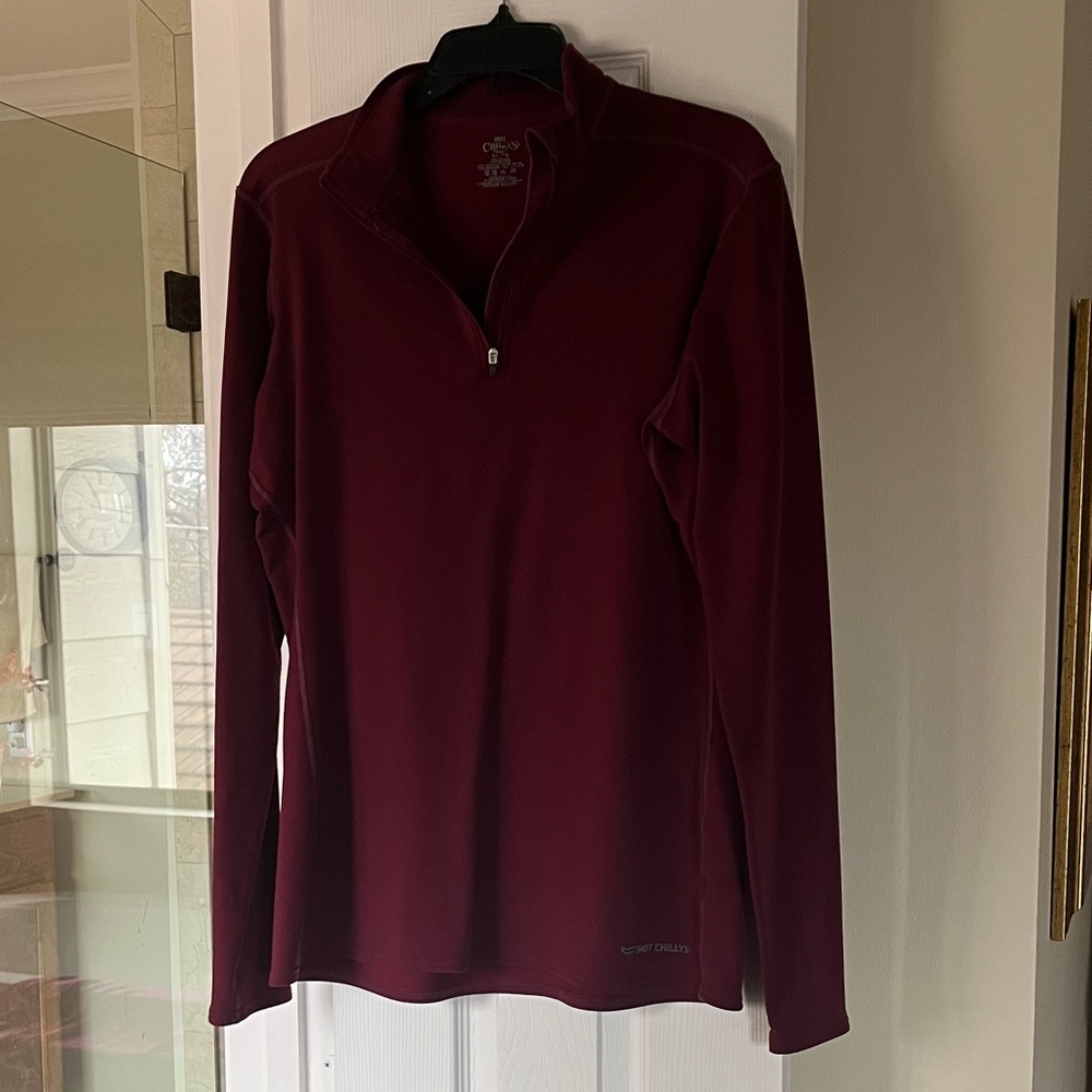 Hot Chilly’s- Women's Deep Burgundy Quarter-Zip Ski Pullover - made in USA
